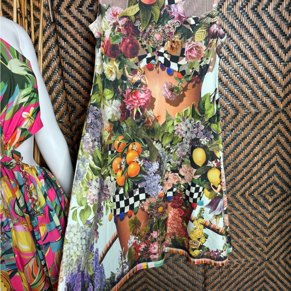 Floral and Fruit Print Dress